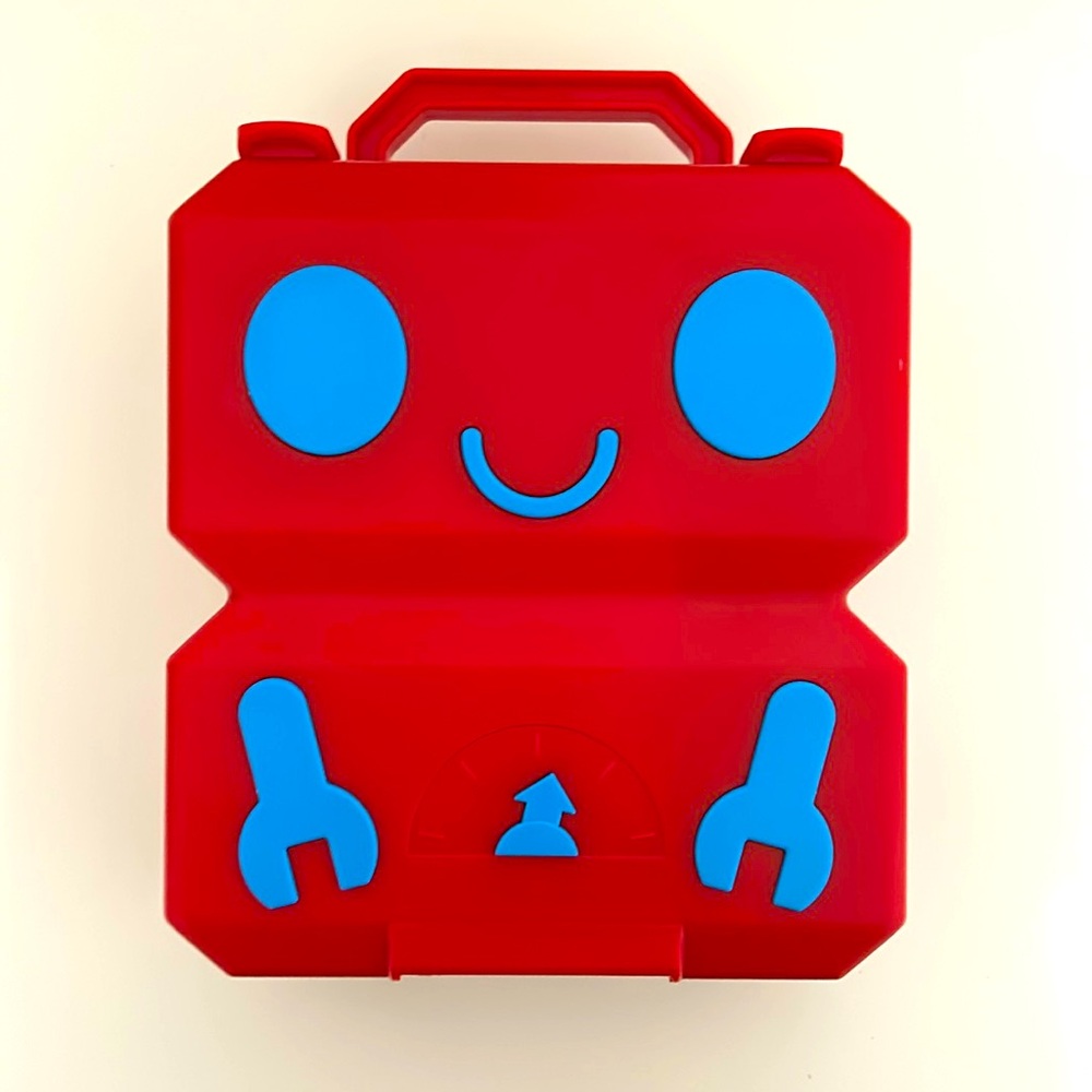 Kids robot playset, eight tiny robot characters